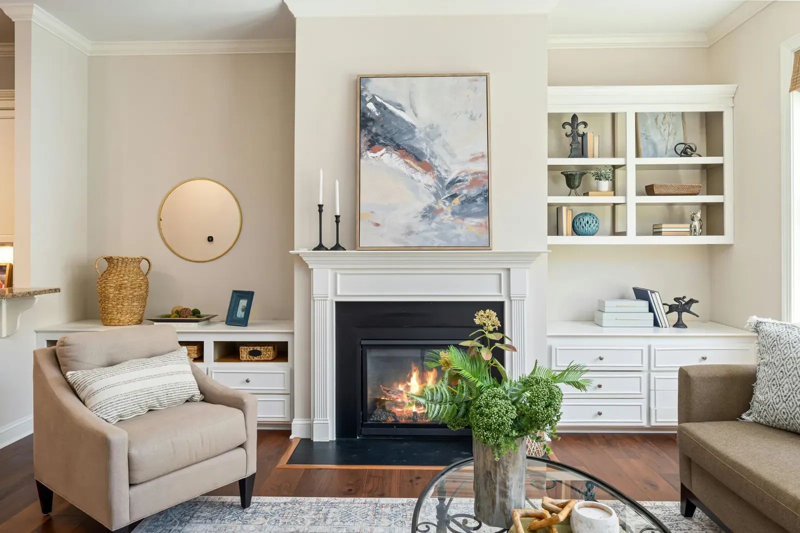 Sun-drenched living room — pristine after recurring cleaning